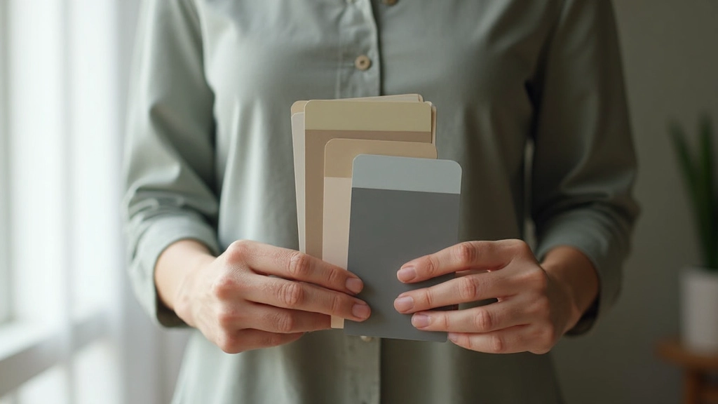 5つの異なる落ち着いた色の大きなサンプル色見本、プロフェッショナルな配置