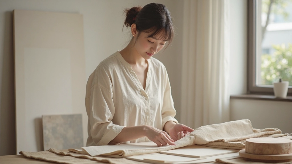 木製家具と自然光が織り成す、瞑想的な室内空間の詳細なテクスチャー
